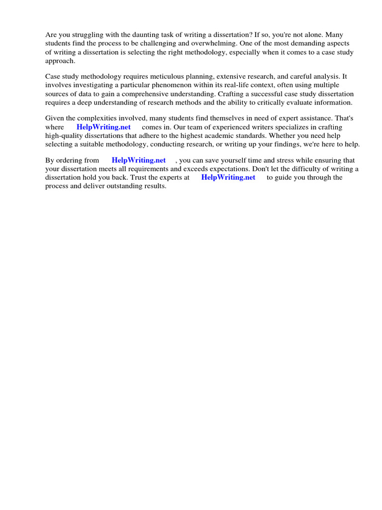 Case Study Methodology Dissertation Example | PDF | Methodology | Case ...