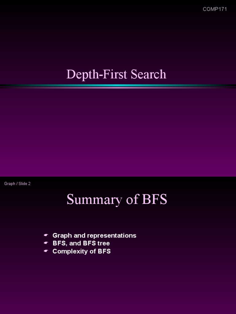 Depth-First Search: COMP171 | PDF | Vertex (Graph Theory) | Theoretical ...