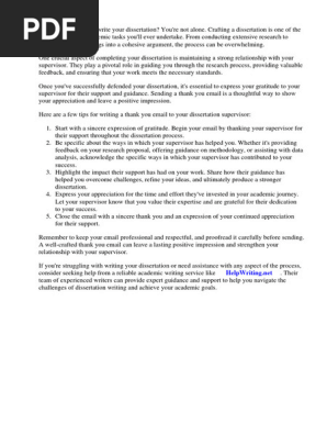 Thank You Email to Dissertation Supervisor