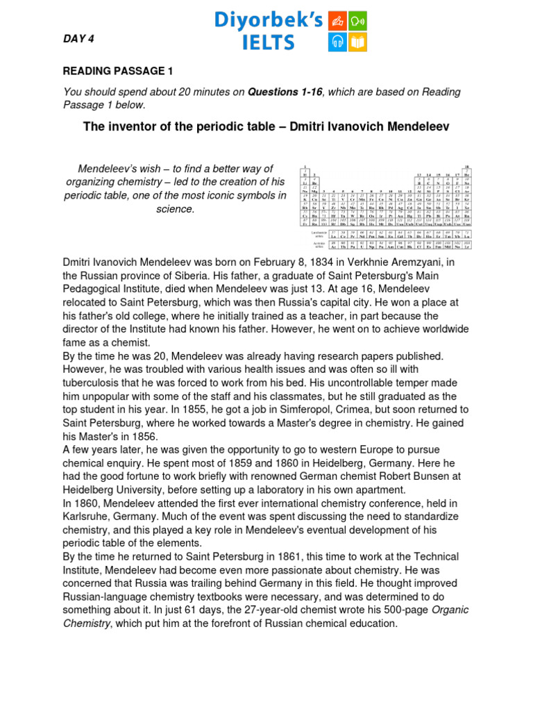 Mendeleev: Inventor of the Periodic Table | PDF | Periodic Table ...
