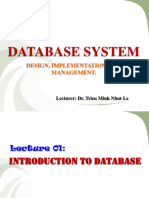 Lecture 01 Introduction To Database PART I BACKGROUND