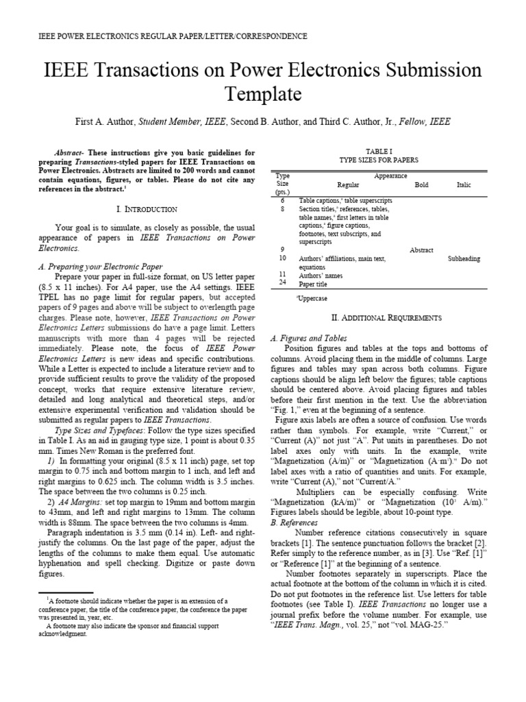 IEEE TPEL Submission Guidelines | PDF | Typefaces | Note (Typography)