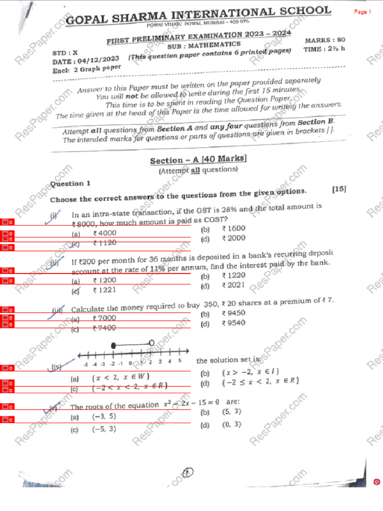23-24 X Maths Gsi | PDF