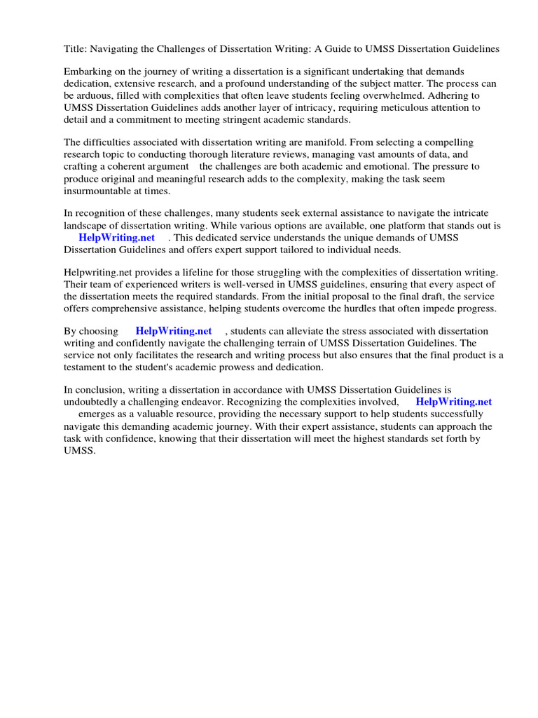 UMSS Dissertation Writing Guide | PDF | Thesis | Methodology