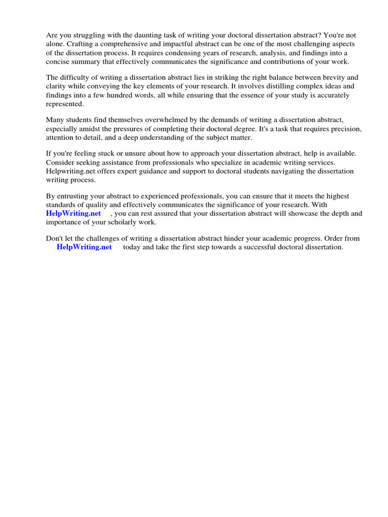 Doctoral Dissertation Abstract Sample | PDF | Thesis | Abstract (Summary)