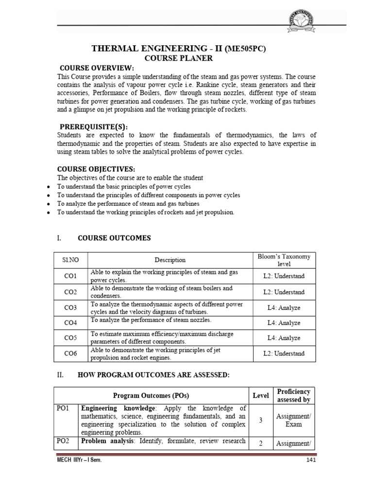 Thermal Engineering II Course Overview | PDF | Turbine | Jet Engine