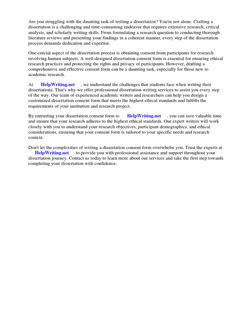 Sample Dissertation Consent Form | PDF | Informed Consent ...