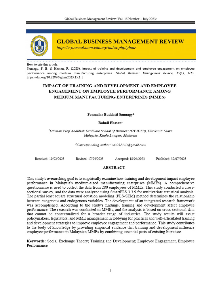 TRAINING AND DEVELOPMENT AND EMPLOYEE ENGAGEMENT PDF visual data 7