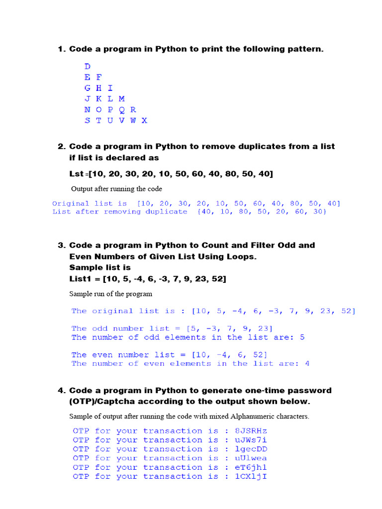 Write A Program To Print The Following Pattern | PDF