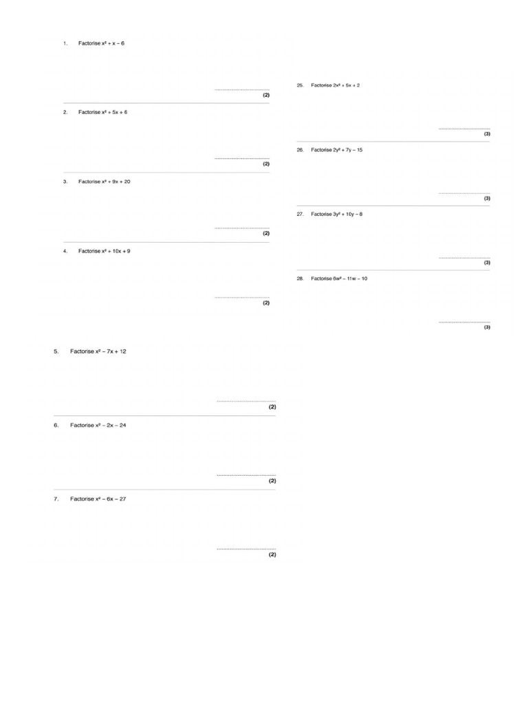Solving Quadratics 1 Pdf