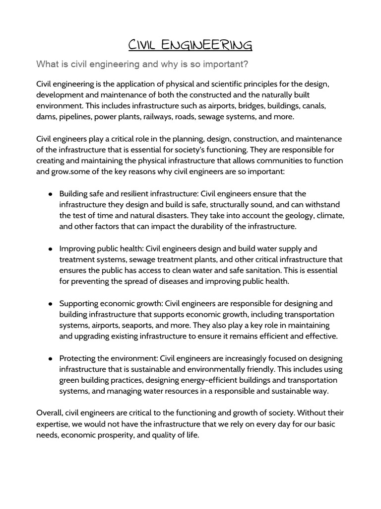 Importance of Civil Engineering Explained | PDF | Infrastructure ...