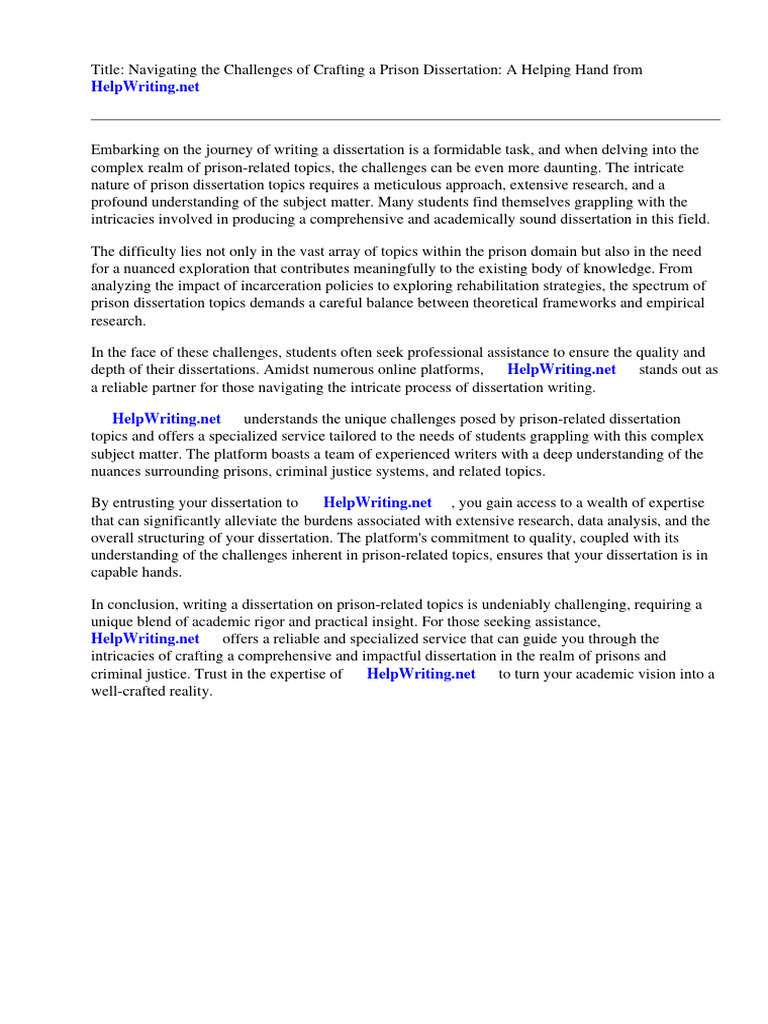 Prison Dissertation Writing Aid | PDF | Prison | Crimes