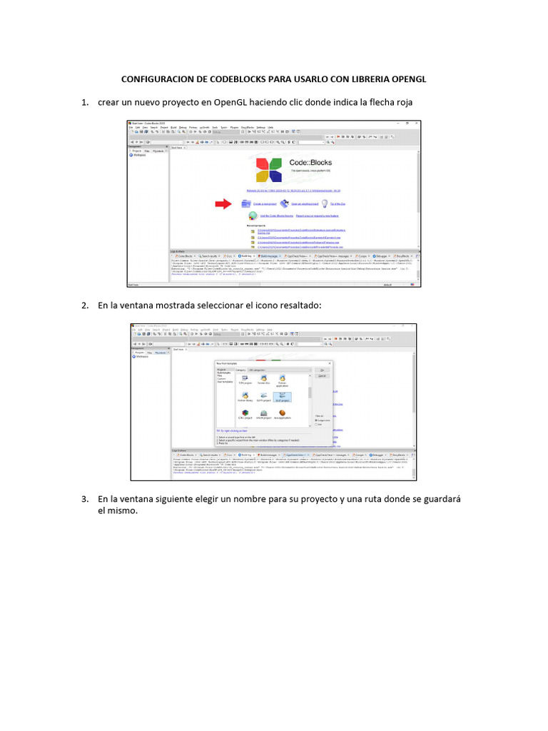 Configuración de Code::Blocks con OpenGL | PDF | Informática | Software