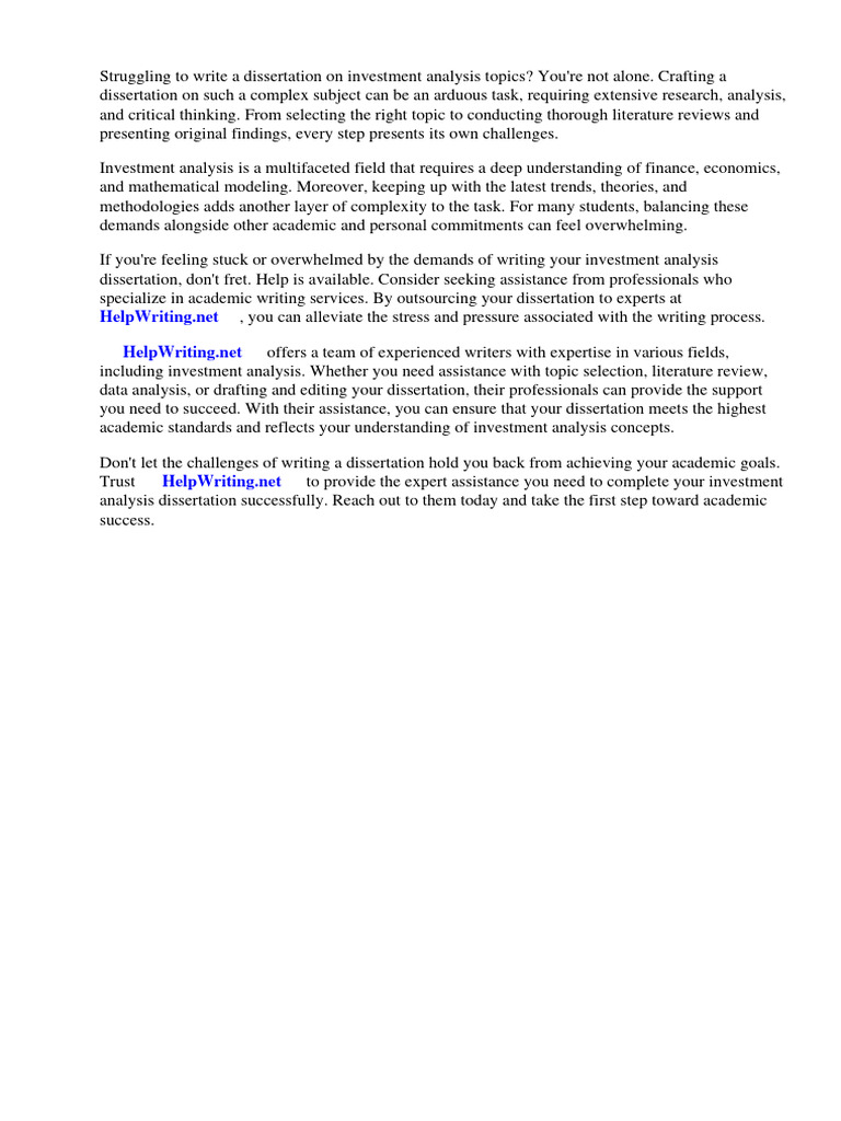 Investment Analysis Dissertation Topics | PDF | Risk | Behavioral Economics