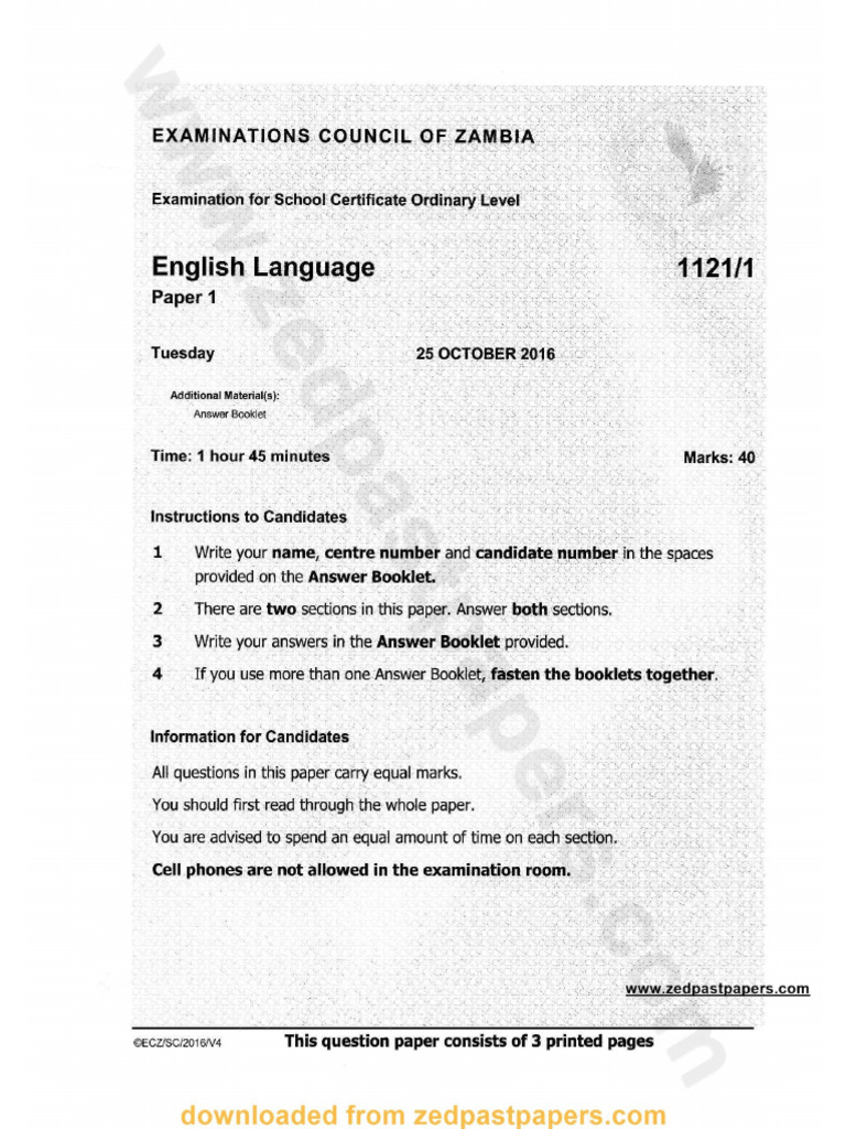 g12 English p1 2016 | PDF