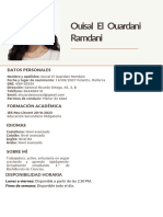 Currículum Vitae de Ouisal El Ouardani Ramdani.