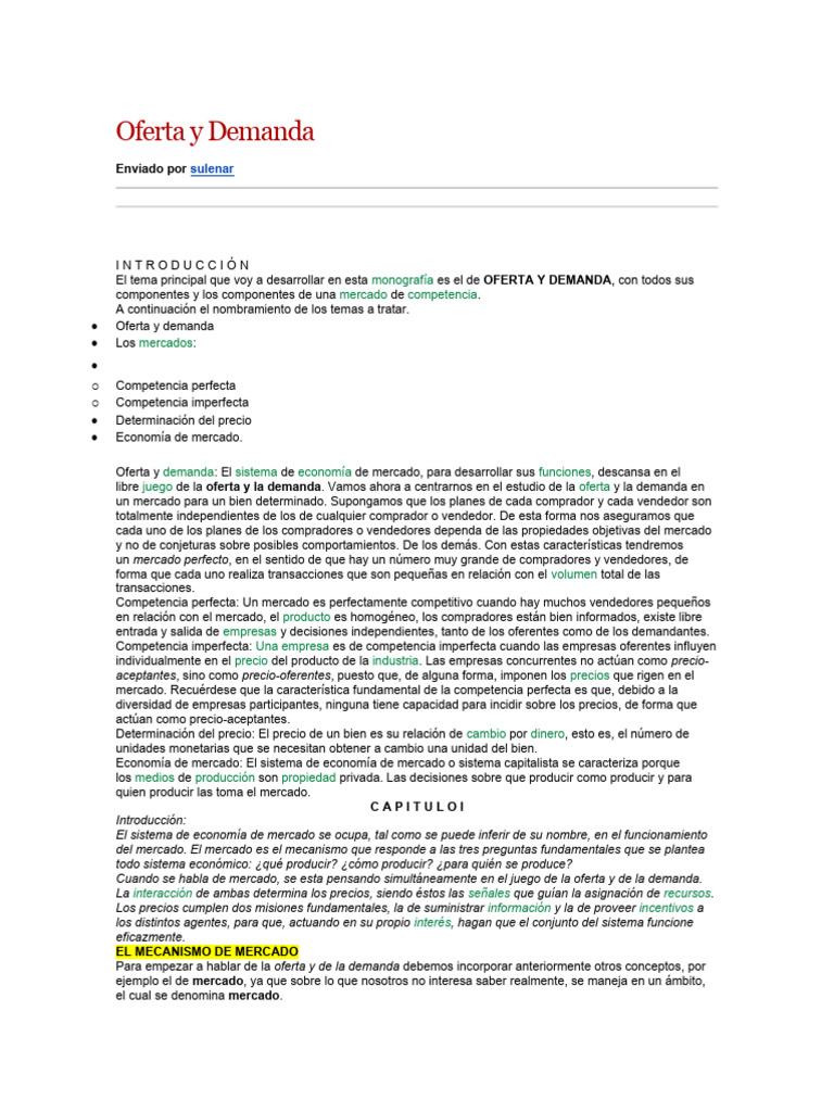Oferta y Demanda | PDF | Mercado (economía) | Oferta (economía)