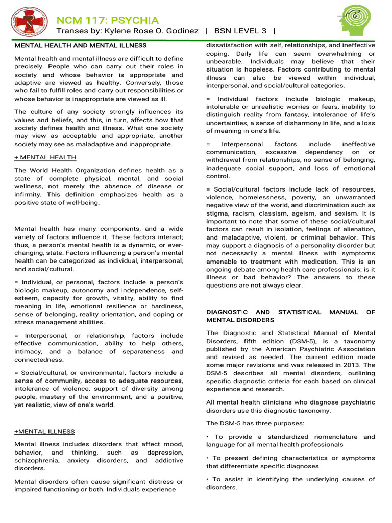 Understanding Mental Health and Illness | PDF | Mental Disorder ...