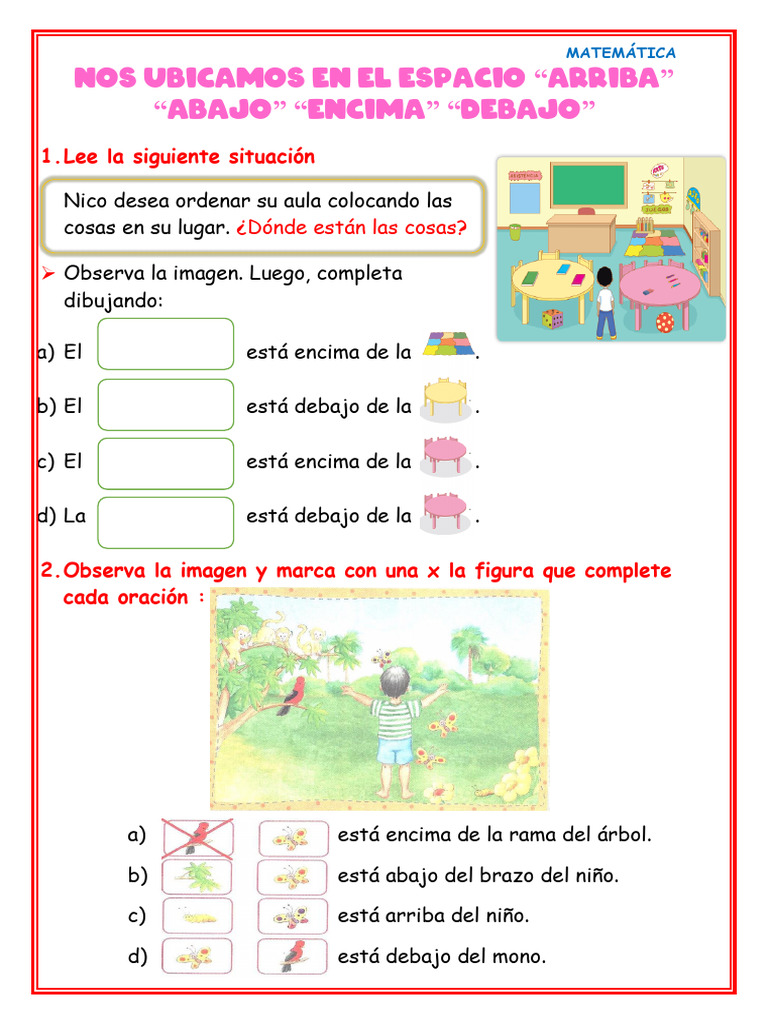 Actividades de Arriba y Abajo para Niños | PDF | Artes del Lenguaje y ...
