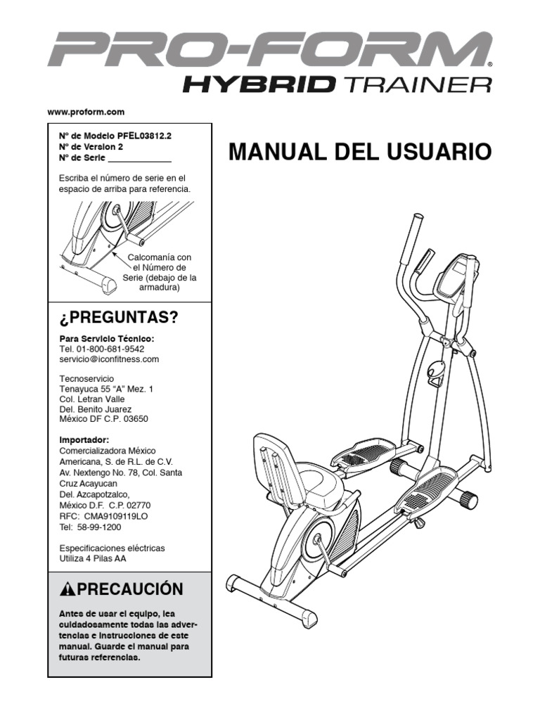 Pro Form Hybrid Trainer Manual | PDF | Tornillo | Ritmo