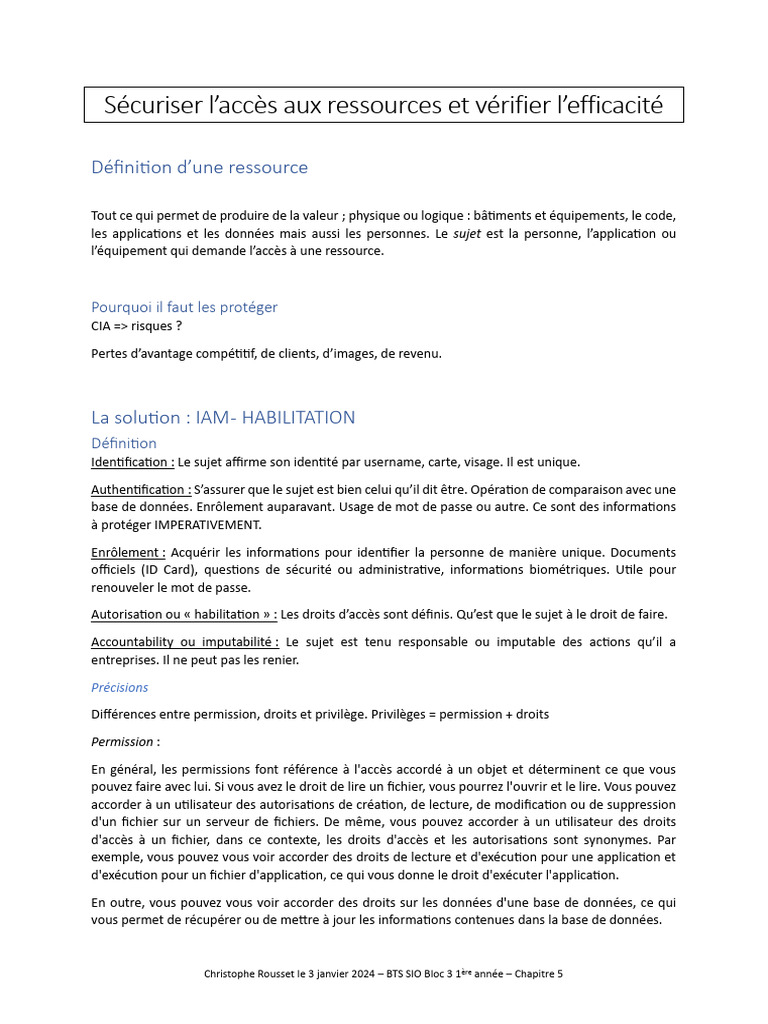 Sécurisation des accès et IAM en BTS SIO | PDF | Mot de passe | Fichier ...
