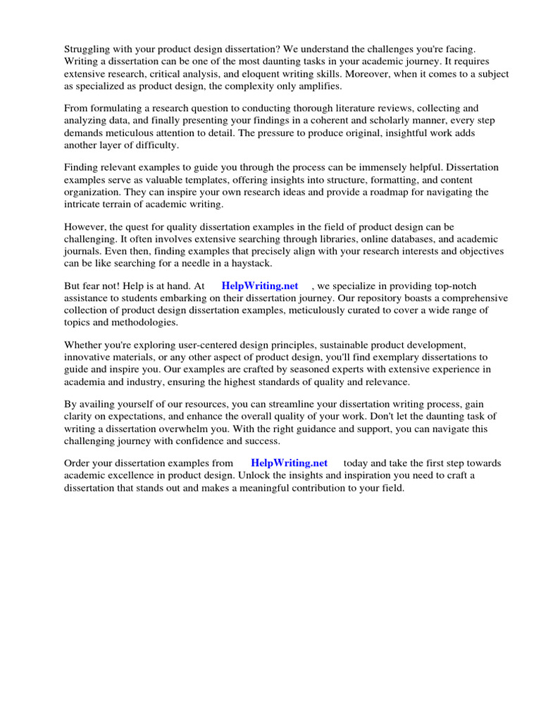 Product Design Dissertation Examples PDF Thesis Brand