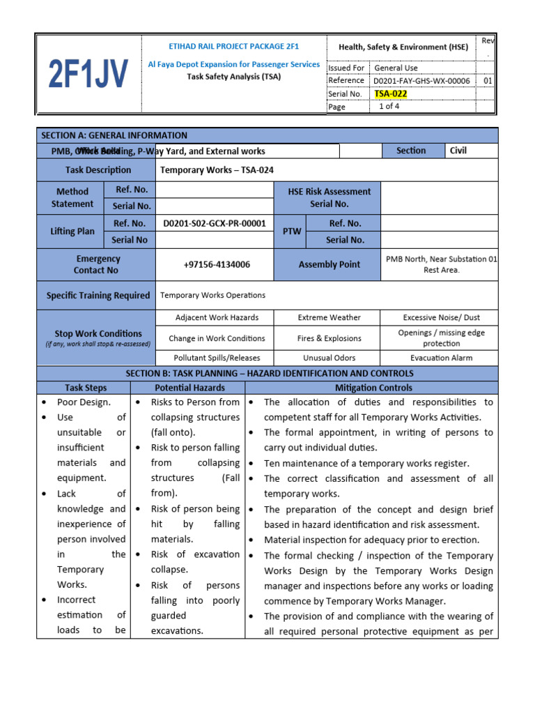 TSA-024 - Temporary Works | PDF | Risk | Occupational Safety And Health