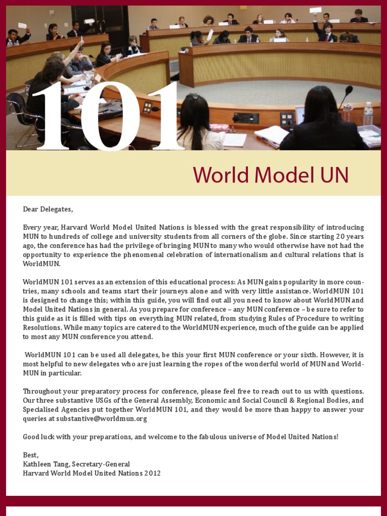 WorldMUN 101: A Delegate's Guide | PDF | United Nations | International ...