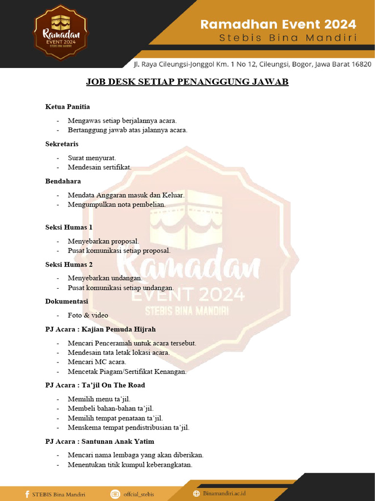 Job Desk Setiap Penanggung Jawab | PDF