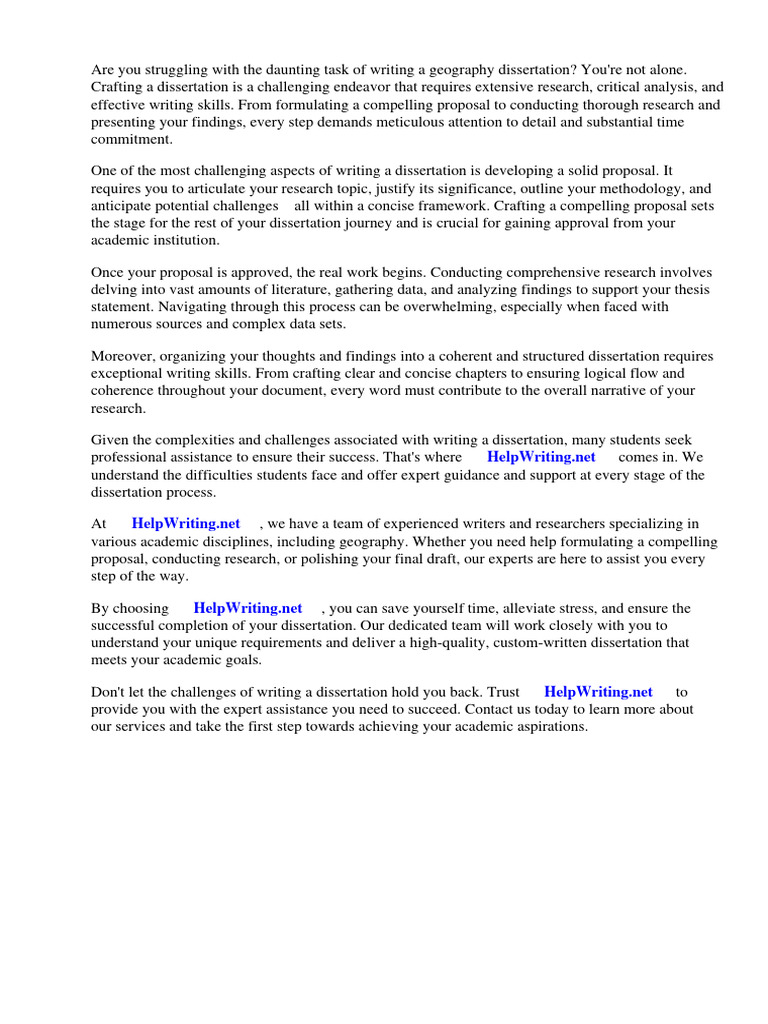 Geography Dissertation Proposal Examples Download Free PDF Thesis