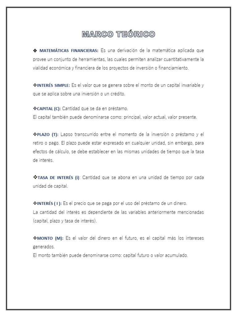 Conceptos Clave de Matemáticas Financieras | PDF | Interés | Finanzas ...