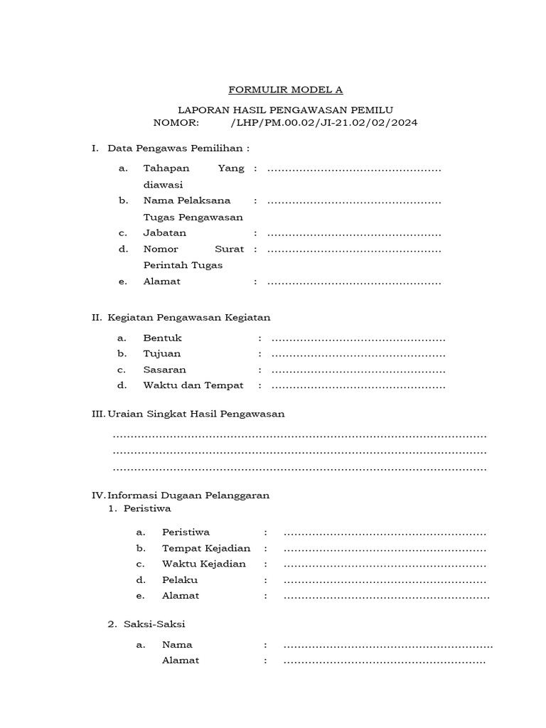 Form A Verfak DPD | PDF