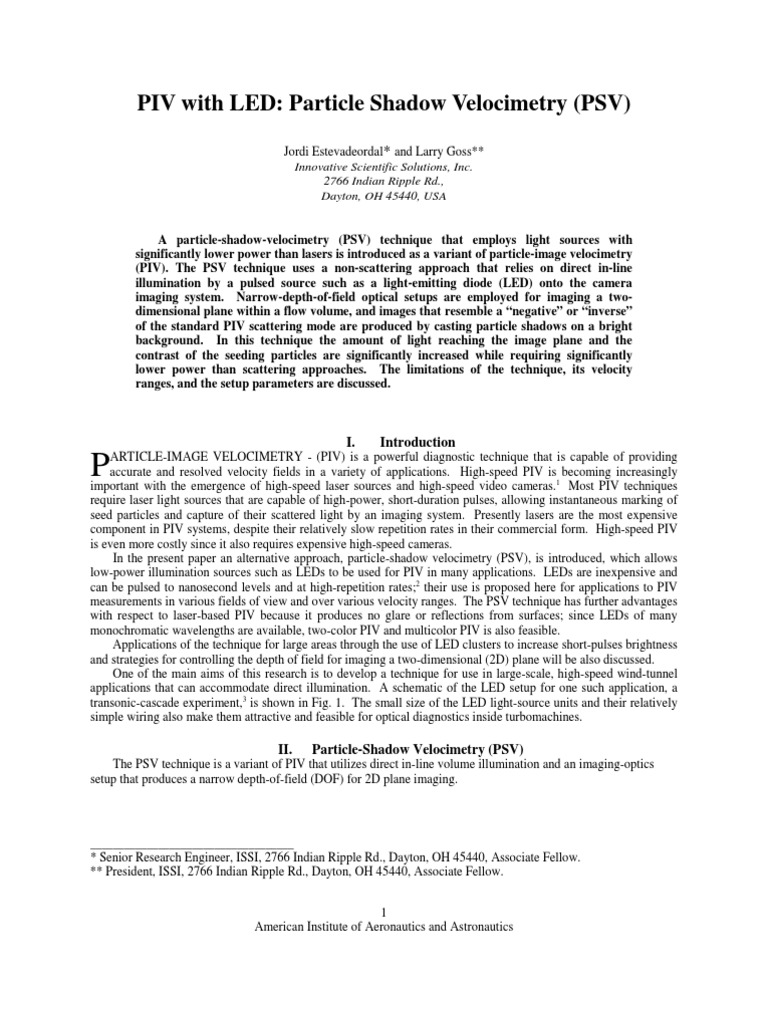 Particle Shadow Velocity AIAA | PDF | Diffraction | Microscopy