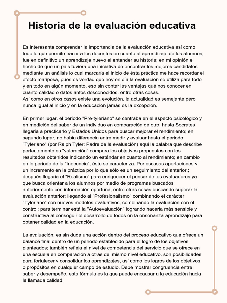 Síntesis Historia de La Evaluación Educativa | PDF | Evaluación ...