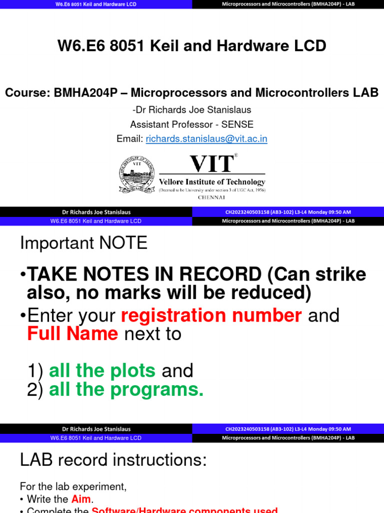 MPMC - LAB - W6.E6 8051 Keil-HW LCD | PDF | Input/Output | Microcontroller
