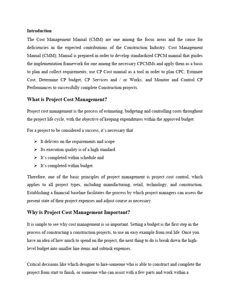 Construction Project Cost Management Guide | PDF | Project Management ...