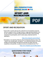 Global Perspectives Cambridge Igcse P15: Sport and Recreation