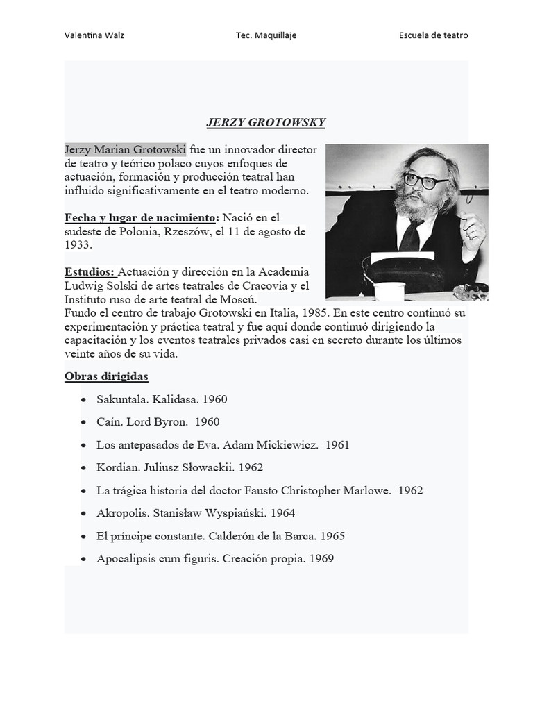 Jerzy Grotowski y el Teatro Pobre | PDF | Las artes | Teatro