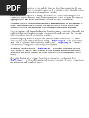 Dissertation on Ratio Analysis PDF