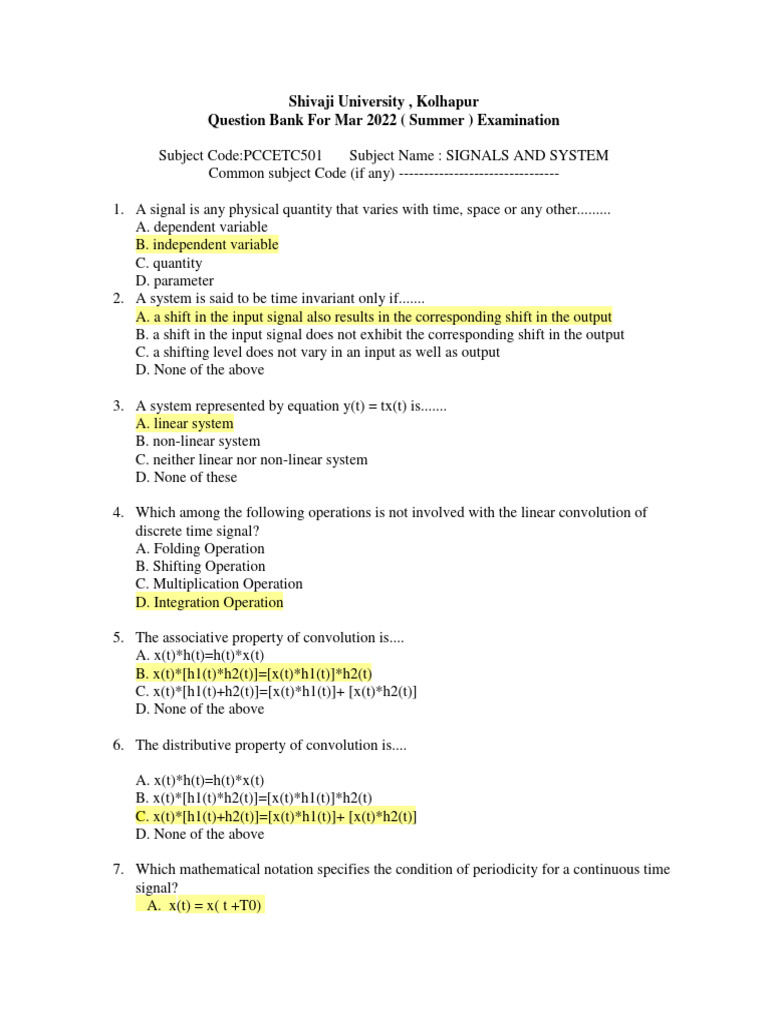 Signals and Systems Question Bank | PDF | Discrete Fourier Transform ...