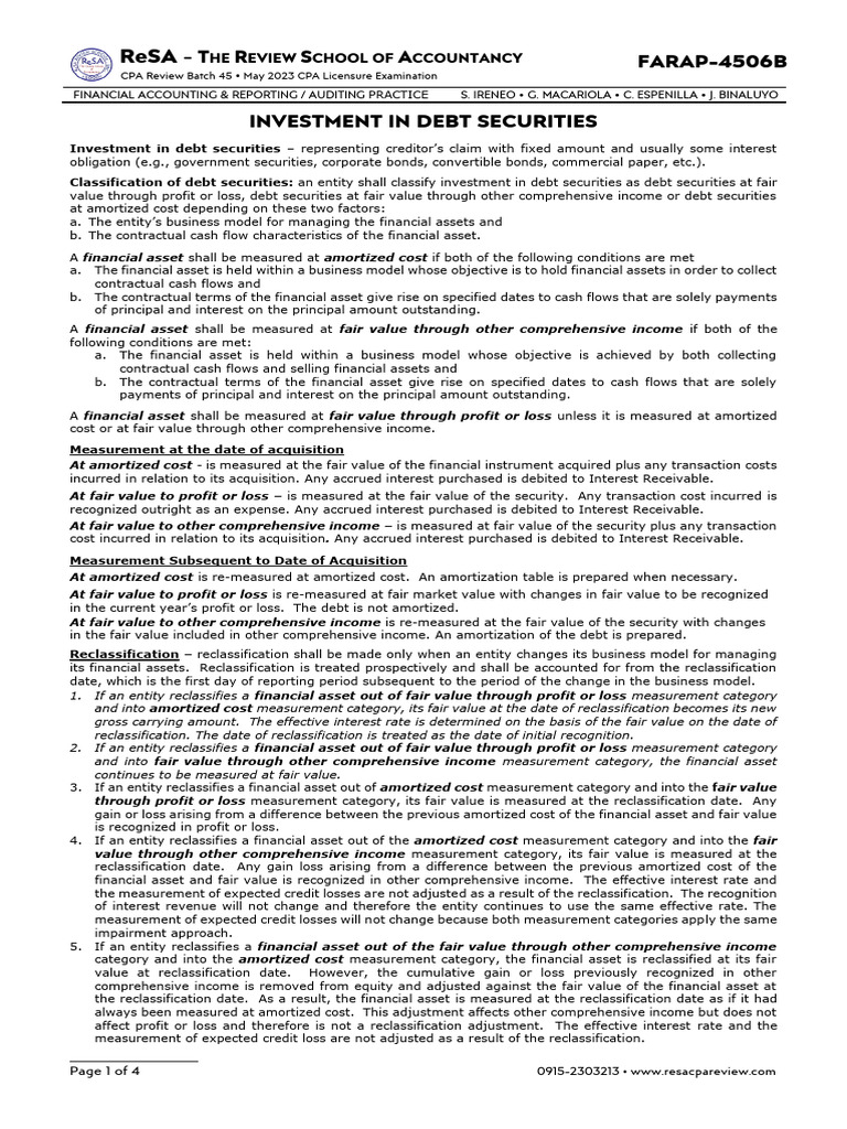 Investment in Debt Securities in India | PDF | Fair Value | Historical Cost