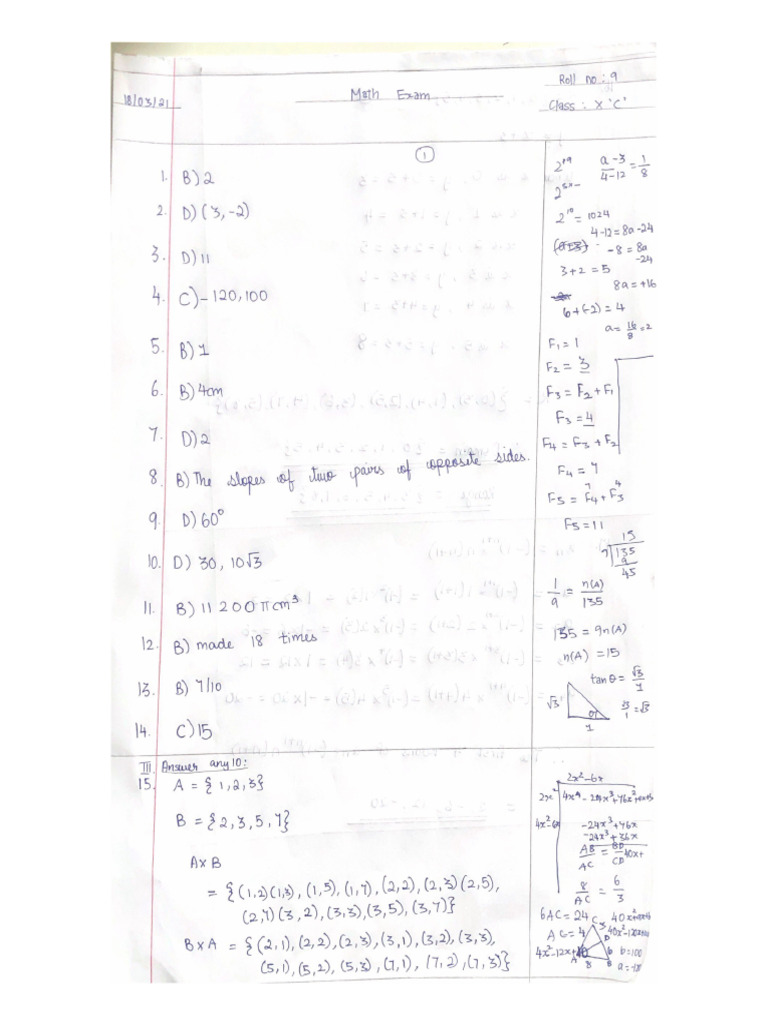 Math revision exam pdf