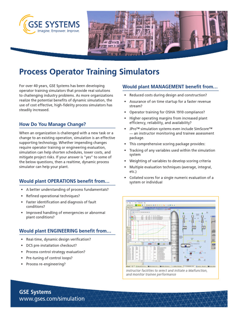 GSE Operator Training Datasheet | PDF | Simulation | Computing