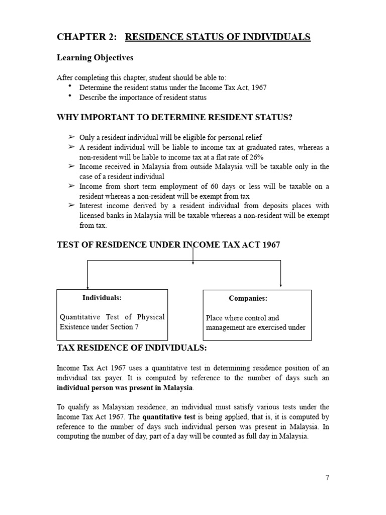 Malaysia Tax Resident Status Explained | PDF | Tax Treaty | Income Tax