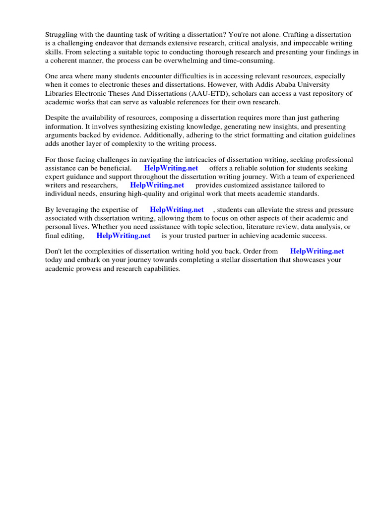 Addis ababa university libraries electronic theses and dissertations