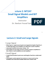 Small Signal Models and BJT