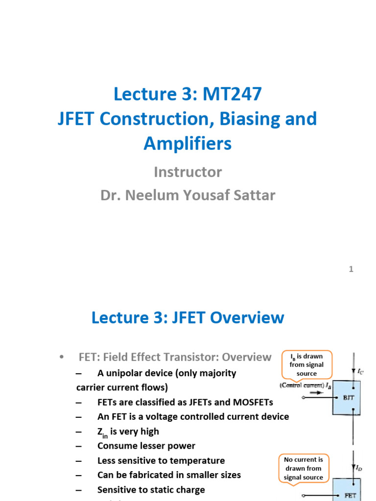 JFET Construction and Biasing Techniques | PDF | Field Effect ...