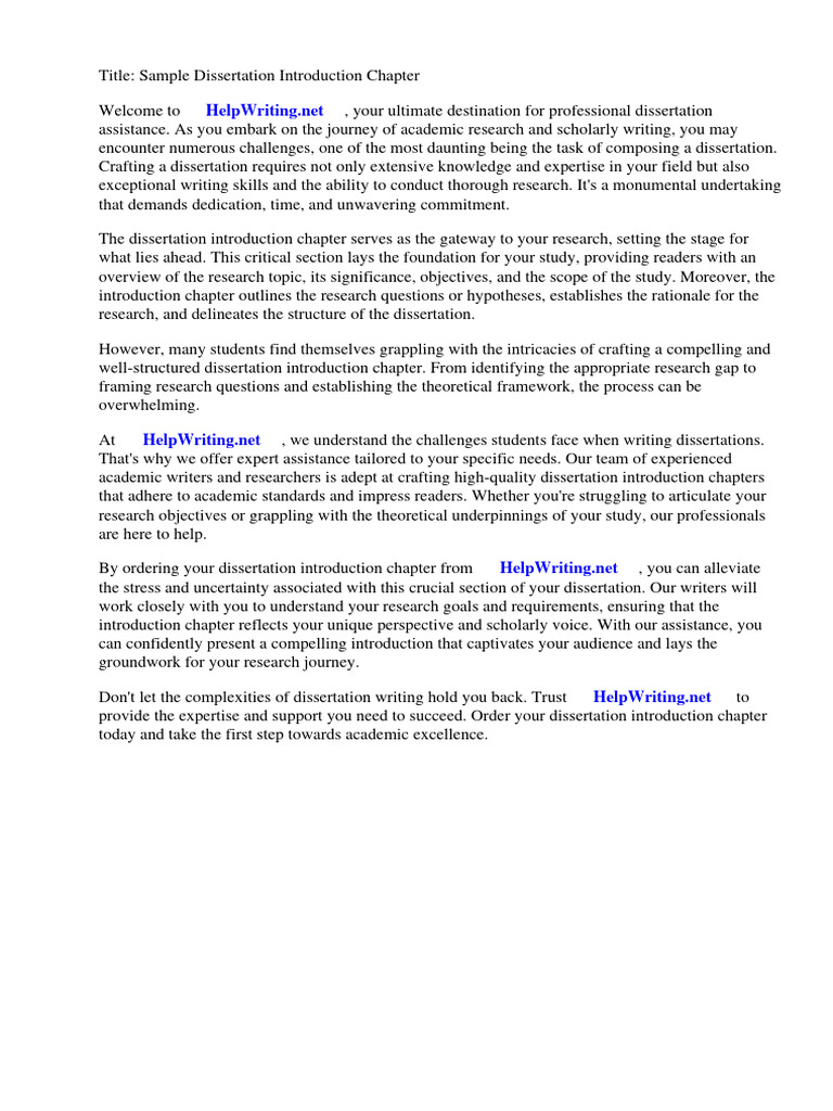 Sample Dissertation Introduction Chapter | Download Free PDF | Thesis ...
