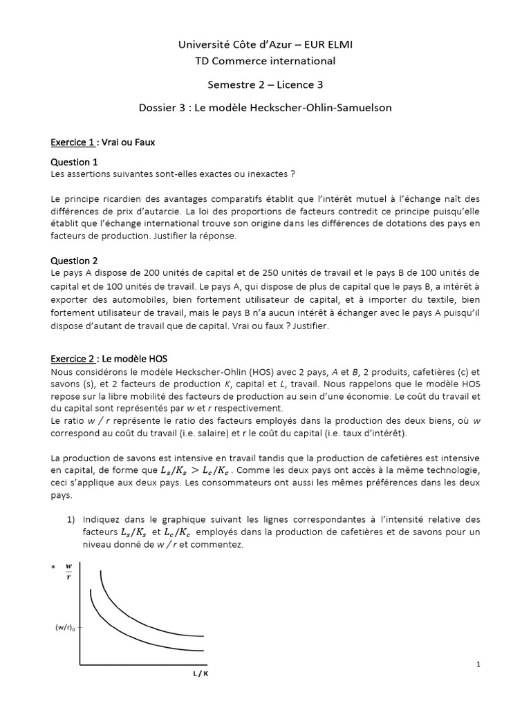 Modèle Heckscher-Ohlin-Samuelson | PDF | Économie d'entreprise | Économie