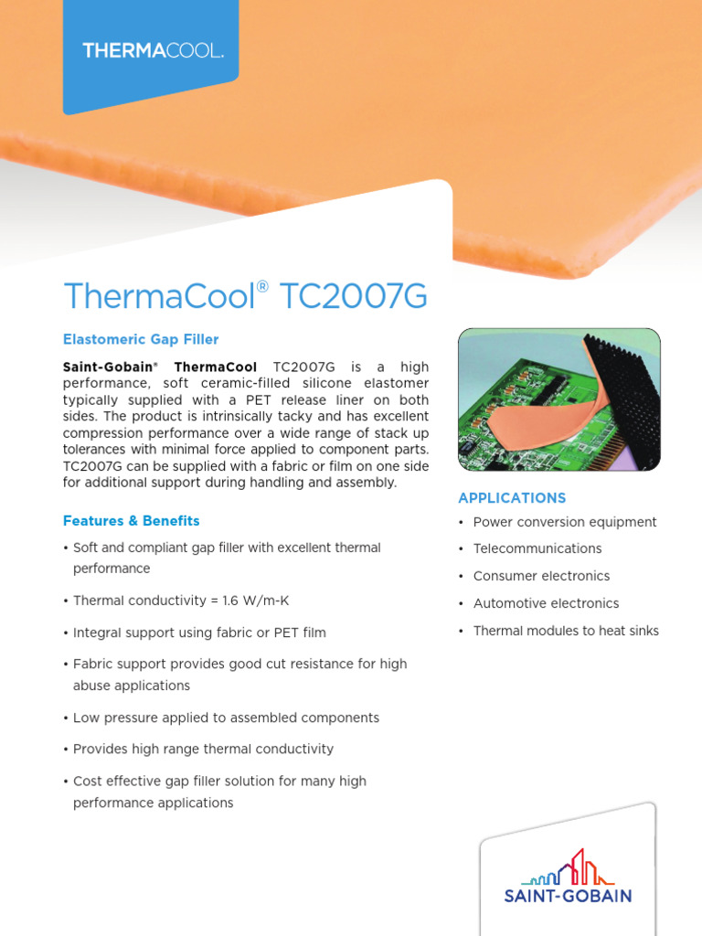 Thermacool TC2007G Gap Filler TDS 1280 | PDF | Electrical Resistivity ...